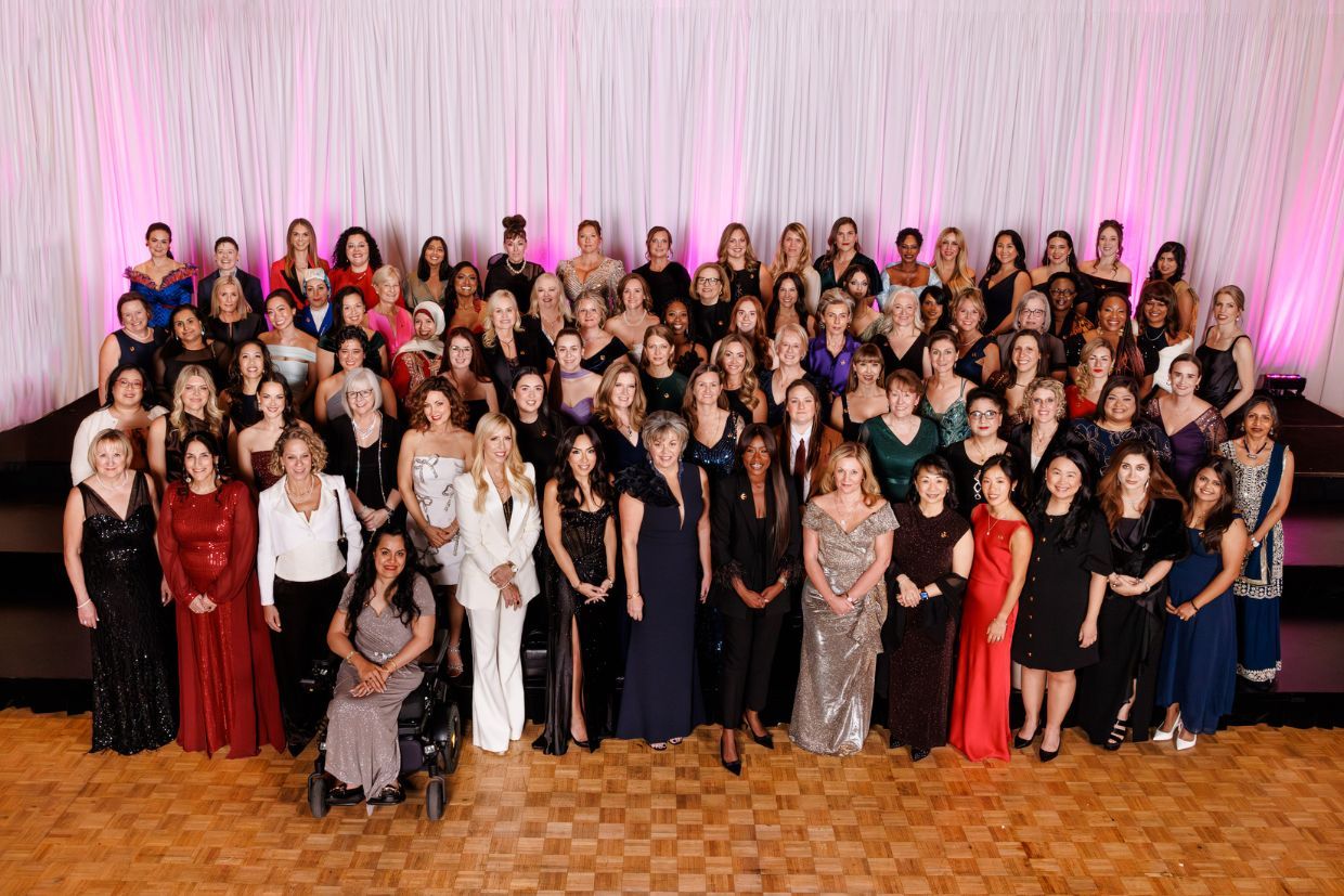  A group of women in formal dresses at the 2025 Canada’s Most Powerful Women Awards gala at Fairmont Royal York.