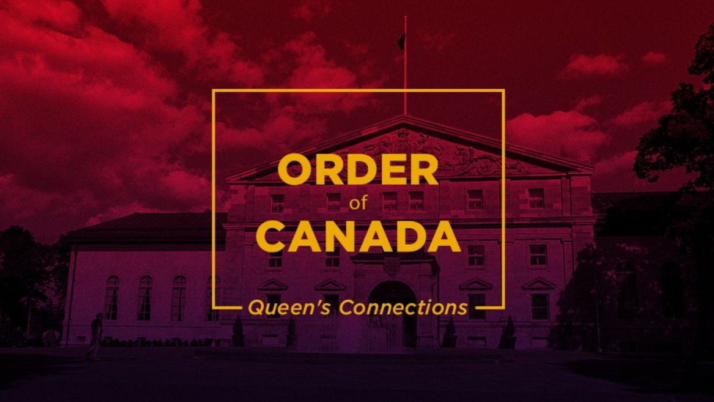 Promo of the Order of Canada announcement, displaying a background at Queen's University. 