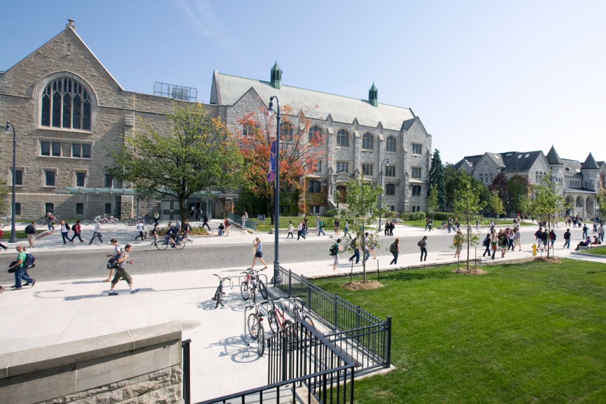 Students walking on campus