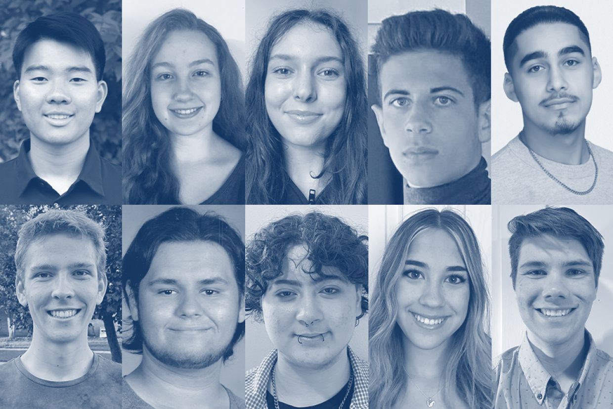 Clockwise from top left: Connor Leung, Emma Dafoe, Gabrielle Barsky-Giles, Hussam Hayek, Ahmad El-Barbary, Liam Doris, Vivian Hughes, Tacen Huezo, Michael Cassidy, Lucas Komljenovic.