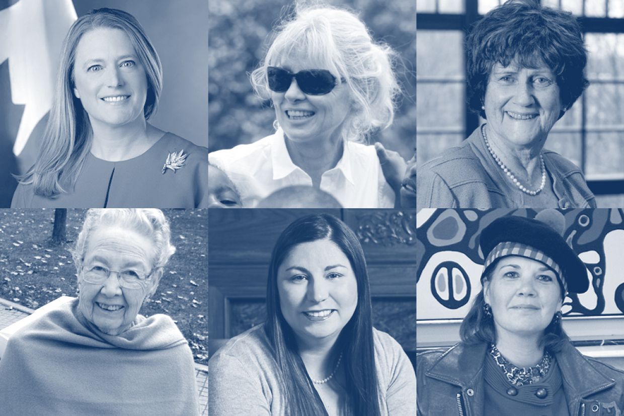 Clockwise from top left: Ailish Johnson Campbell; Fiona Sampson; Kathleen Pritchard; Tonya Dickenson; Jaimie Lickers; and Marlene Brant Castellano.