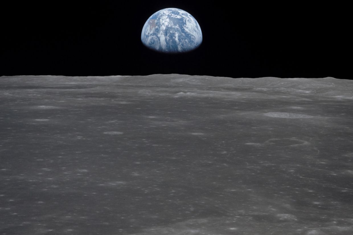 Earth seen from the surface of the moon