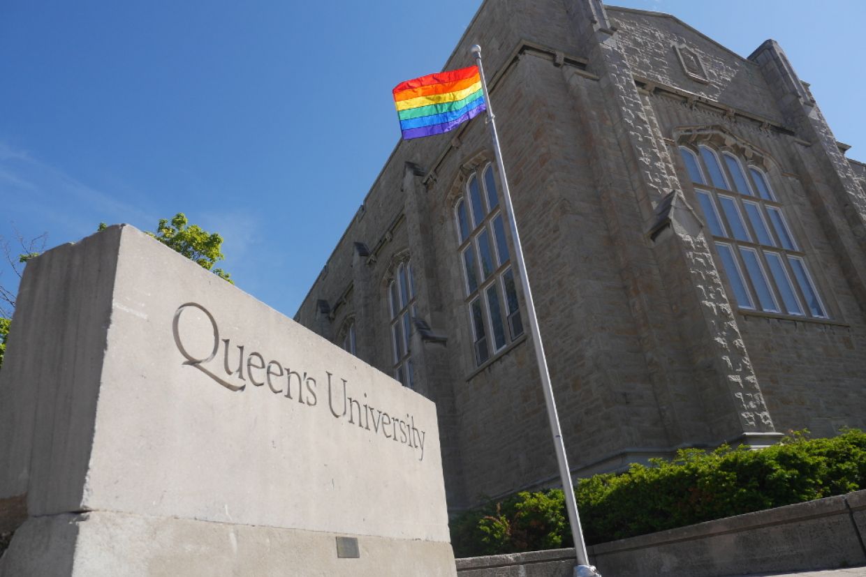 The Pride flag flies on campus