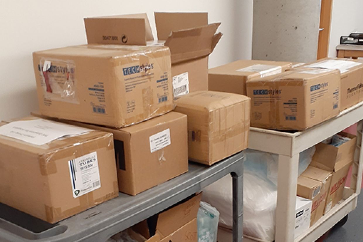 Boxes of personal protection equipment