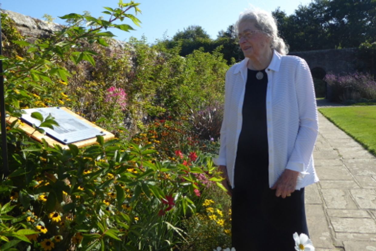 Isabel Bader on the grounds of Herstmonceux Castle.