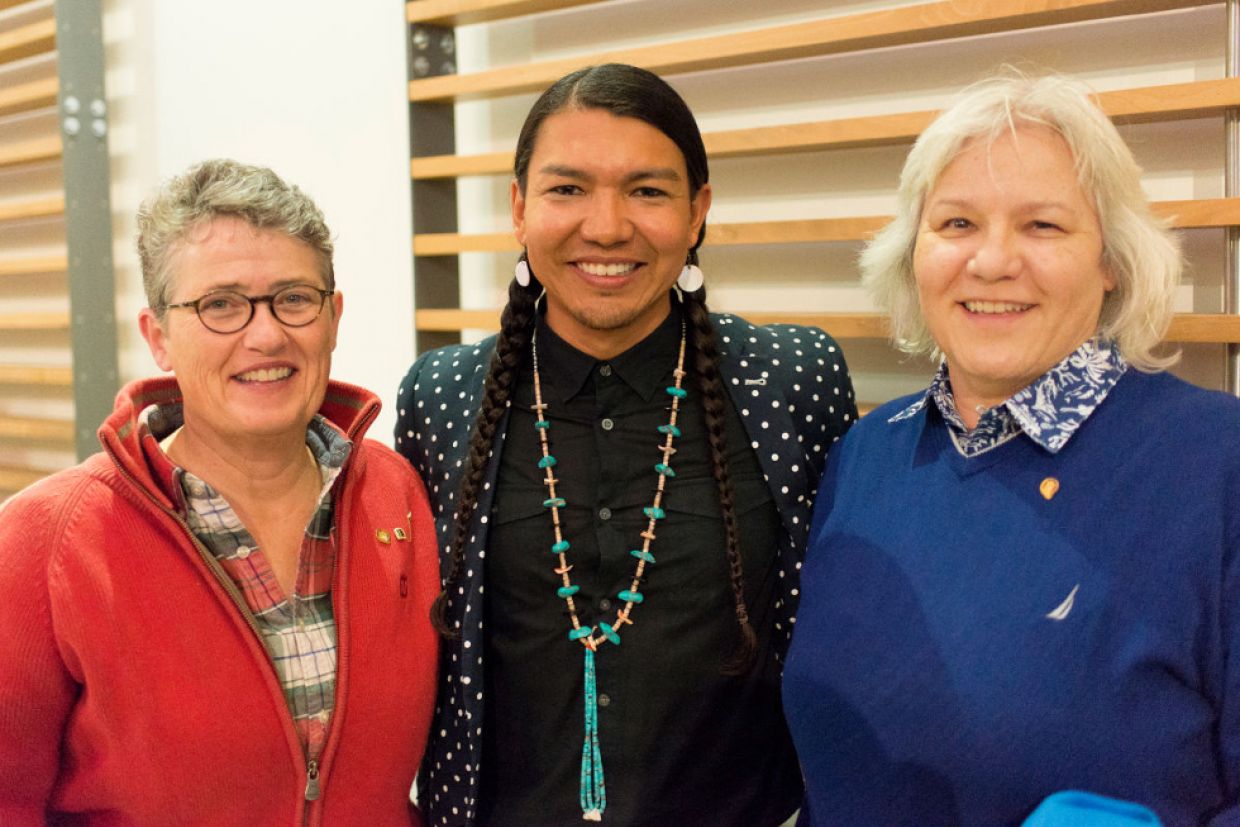 Dr. Nancy Tatham (left), Dr. James Makokis (centre), and Donna Henderson.