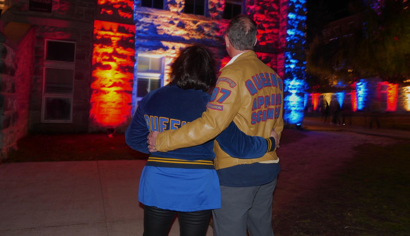 Alumni embrace at Homecoming