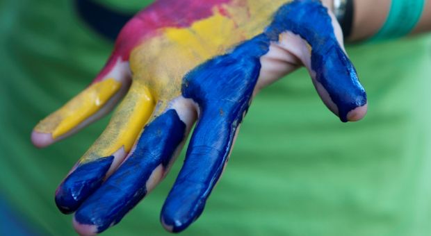 Tricolour painted hand