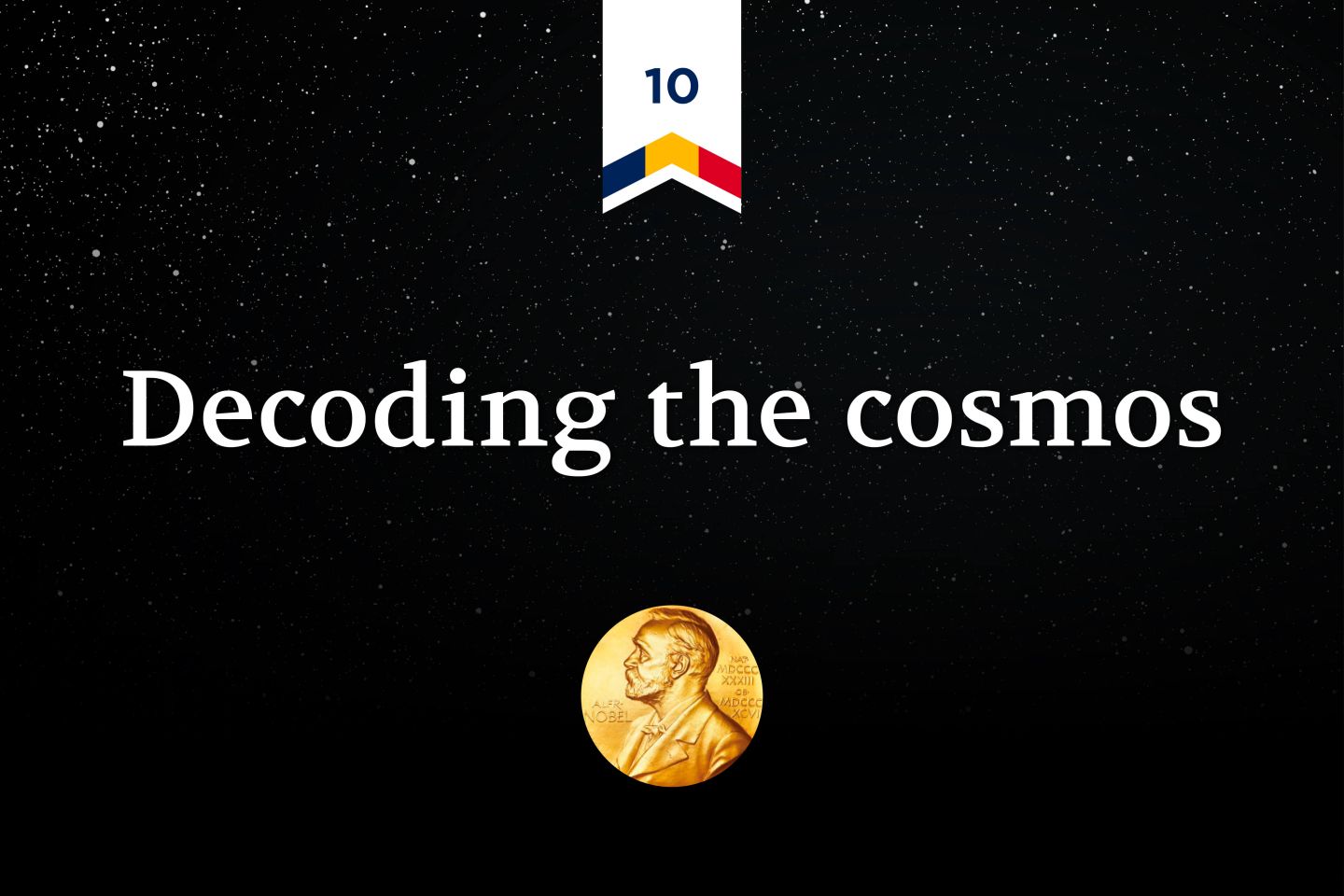 Banner of the event "Decoding the cosmos" on a black background. 