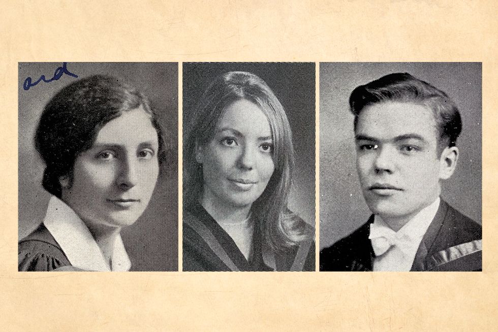Graduation photos of Ellen Henderson and her parents, Dr. William and Mrs. Jessie Henderson