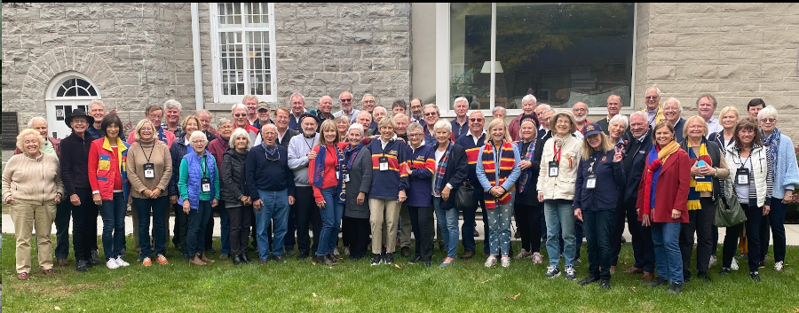 The Class of Arts, Com, PHE'71 standing outside the Donald Gordon Centre during their reunion.