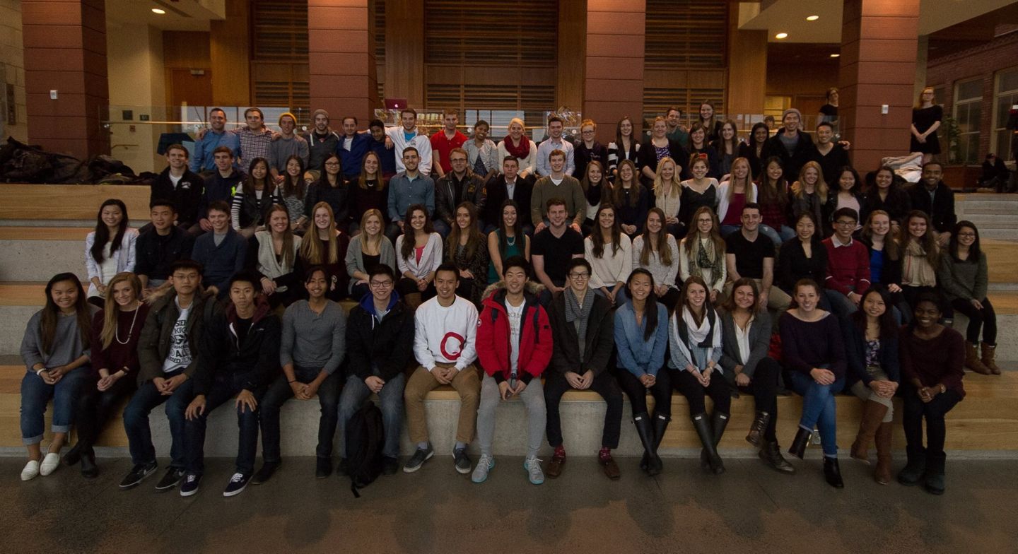 BCom'15 class photo in Goodes Commons