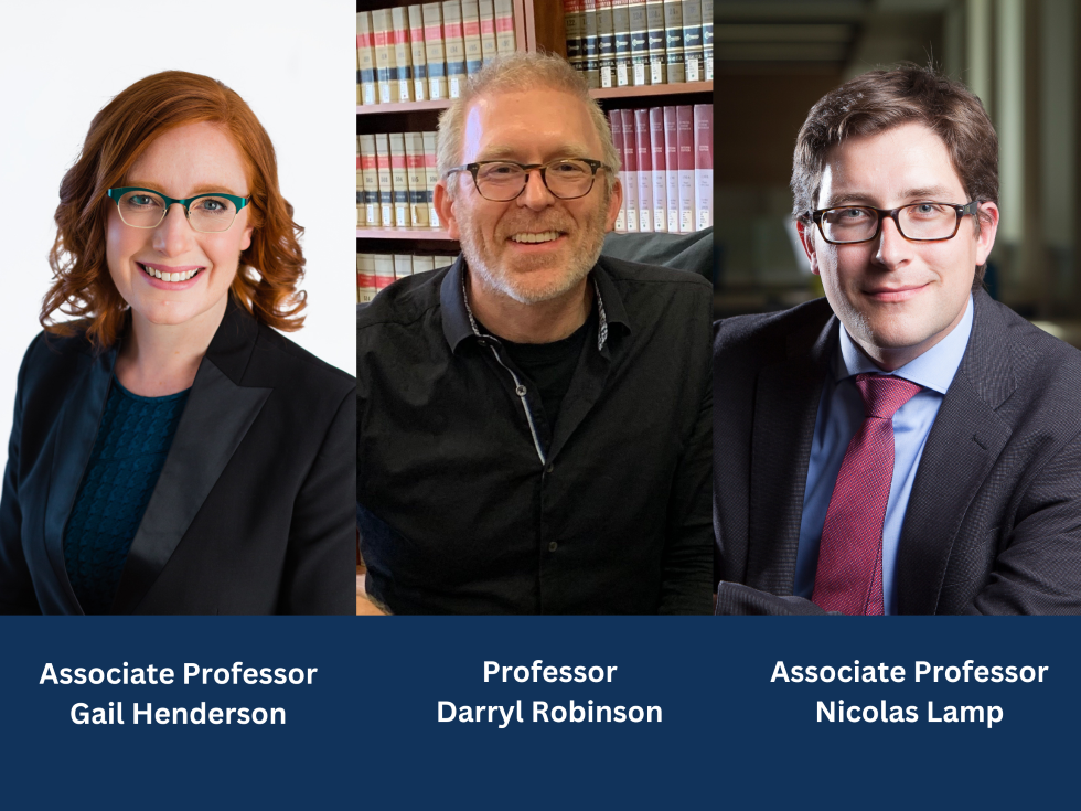 Photo of Law Speakers G. Henderson, D. Robinson and N. Lamp