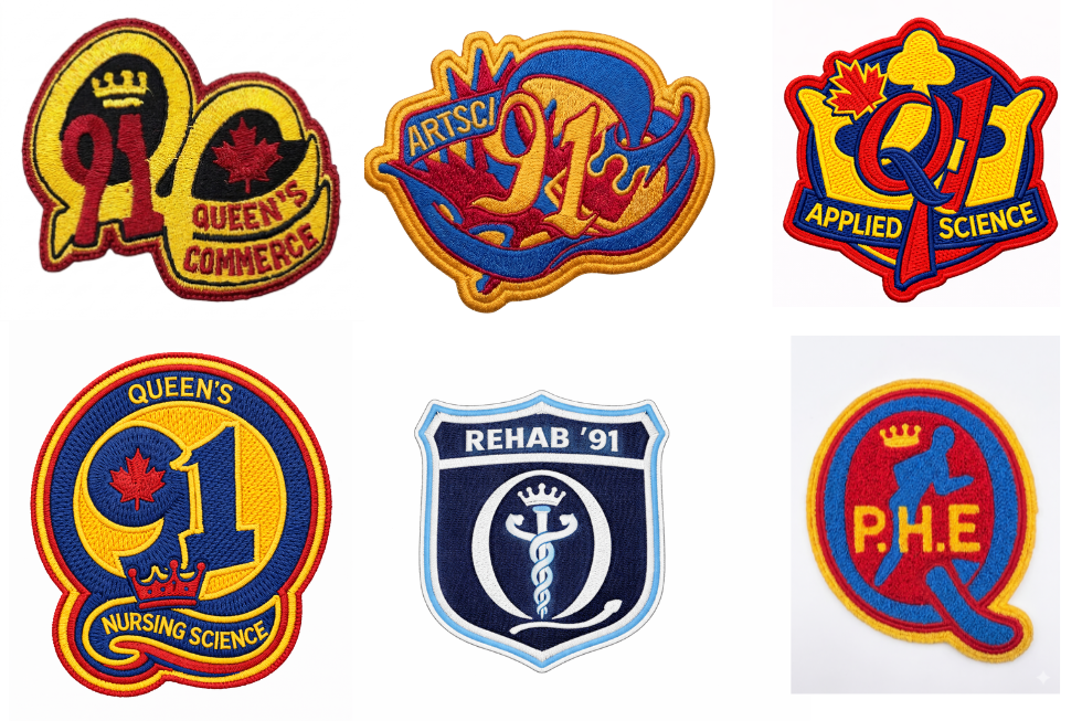 6 faculty crests, commerce, artsci, applied sciences, nursing science, rehab, phe