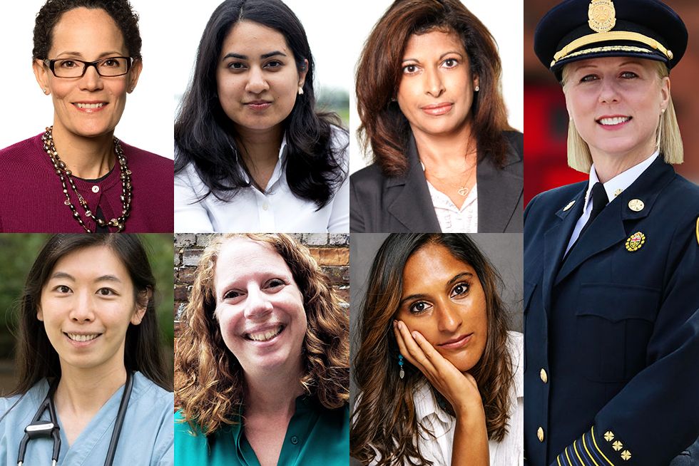 Clockwise from top left: Natalie Klopfer (nee Marchesan), Ishita Aggarwal, Desiree Bombenon, Deryn Rizzi, Roopan Gill, Lisa Taylor, Stephanie Zhou