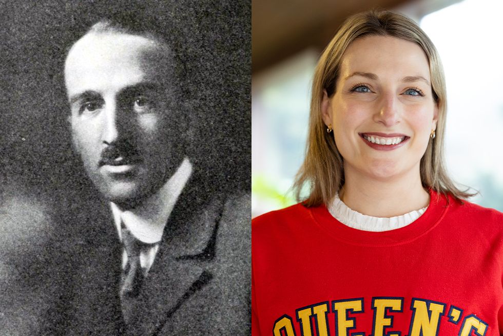 Collage of Robert Oliver Sweezey (left), the first president of the Queen’s University Alumni Association (QUAA), and Allison Williams, Artsci’09, the current president of the QUAA.
