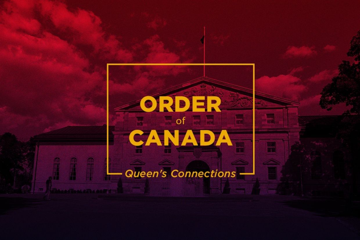 Promo of the Order of Canada announcement, displaying a background at Queen's University. 