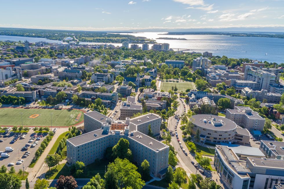 Aerial view of Queen's University.