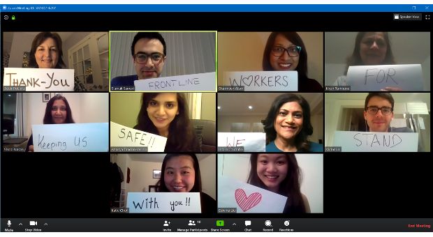 A photo of the Feed the Frontlines team on a zoom call 