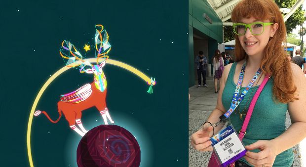 [Photo of Gravity Ghost video game and Erin Robinson Swink]