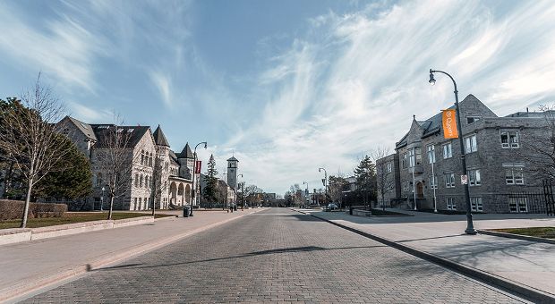 A photo of University Avenue on Queen's Campus 