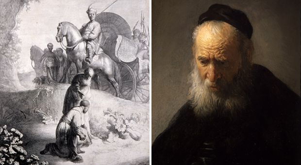 rembrant paintings, baptism of the eunuch and head of an old man in a cap 