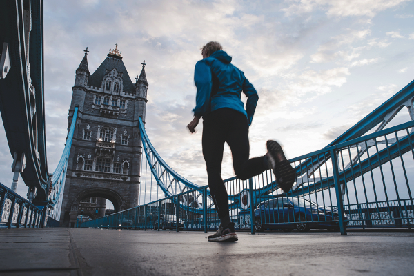 A runner on London's Tower Bridge