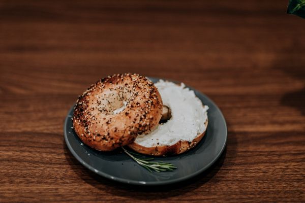 A bagel on a plate