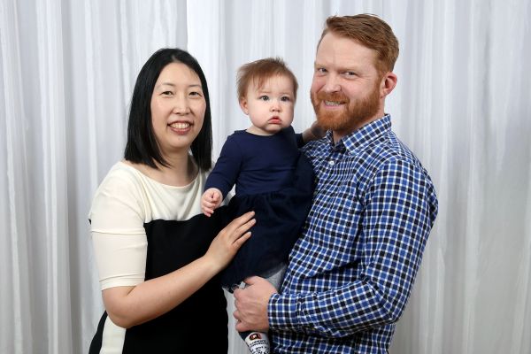 Elaine Wu with her husband and little boy