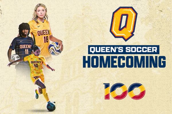 Queen's Men's Soccer Homecoming 100 banner