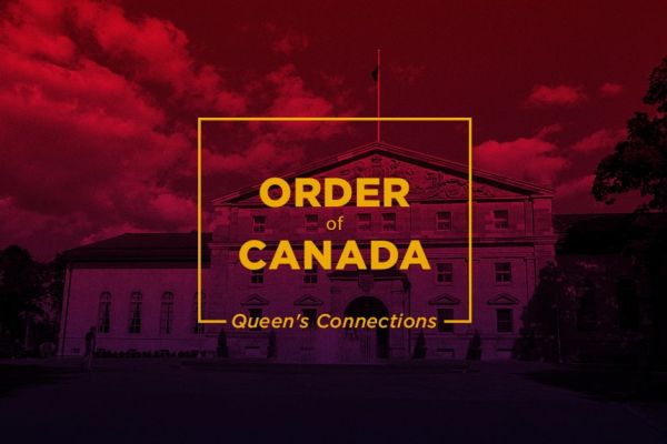 Promo of the Order of Canada announcement, displaying a background at Queen's University. 