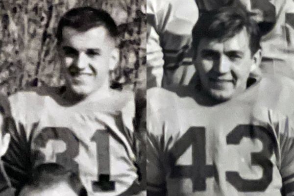 headshots of two Queen's football players, wearing #31 and #43