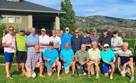 John Lynch and the 20 team members and partners of the undefeated 1978 Vanier Cup Champions Queen's Golden Gaels Football Team, who celebrated their 45th reunion in Kelowna, B.C. in July, 2023
