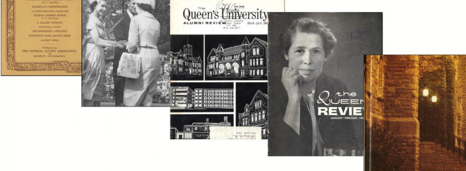 Covers of Queen's Alumni Review magazine throughout the years of publication.