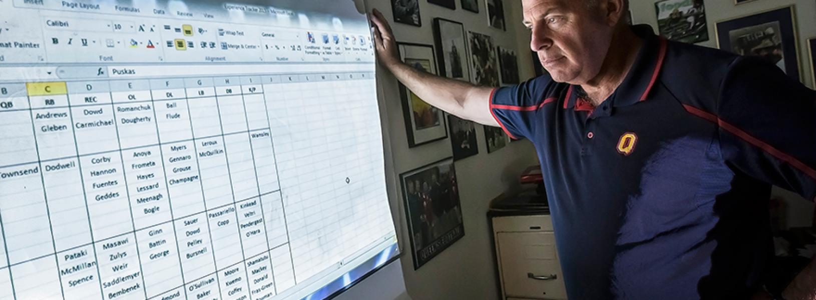 Coach Pat Sheahan in his office in the Athletics and Recreation Centre.