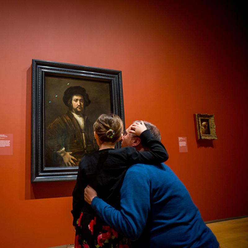 Rembrandt's Portrait of a Man with Arms Akimbo on view at the Agnes Etherington Art Centre. (Photo by Garrett Elliott)