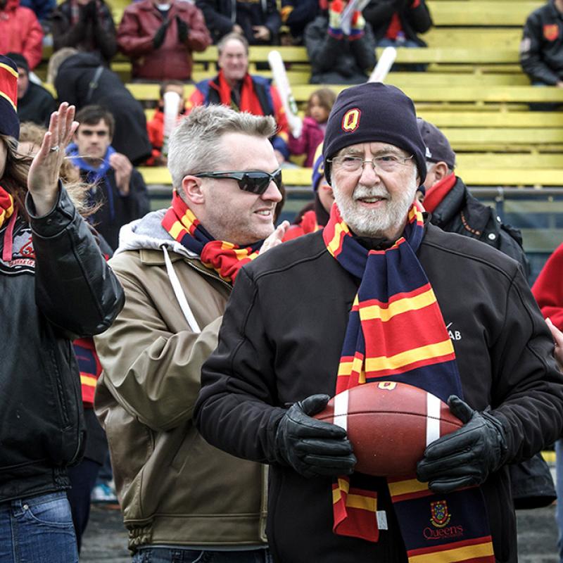 At the Homecoming football game in October, Dr. McDonald opened the game with a ceremonial kick-off.