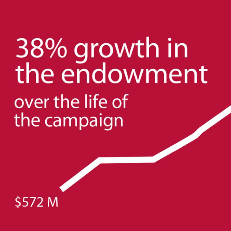 38% growth in the endowment over the life of the campaign