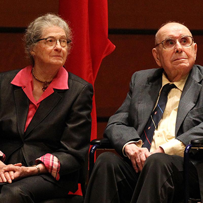 Isabel and Alfred Bader at the grand opening of the Isabel Bader Centre for the Performing Arts 