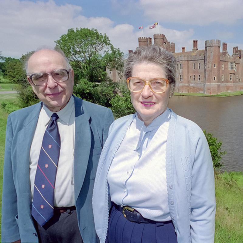 Alfred and Isabel on the grounds of Herstmonceux Castle