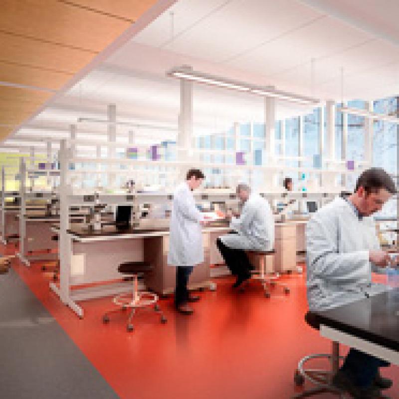 An artist's rendering of a student lab. 