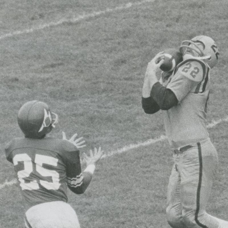 Stu Lang (#22) was a sure-handed receiver during his playing days at Queen's