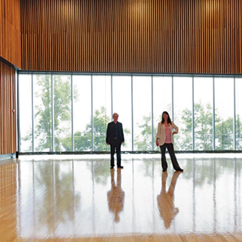 Gordon Smith and Margaret Walker in the rehearsal hall overlooking Lake Ontario