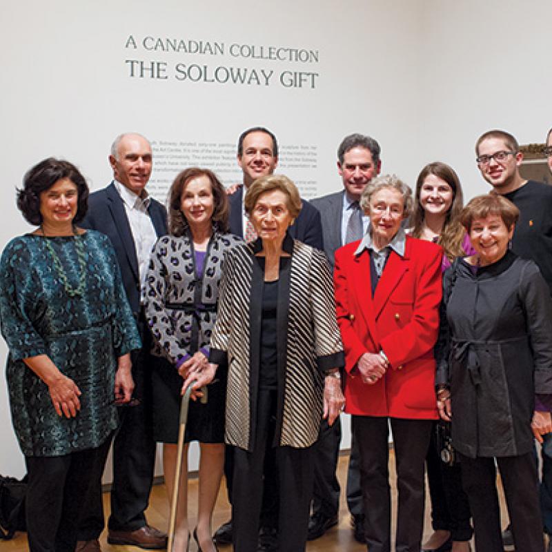 Ruth Soloway (front row, third from left) gathers with family and friends at the opening reception for A Canadian Collection: The Soloway Gift.