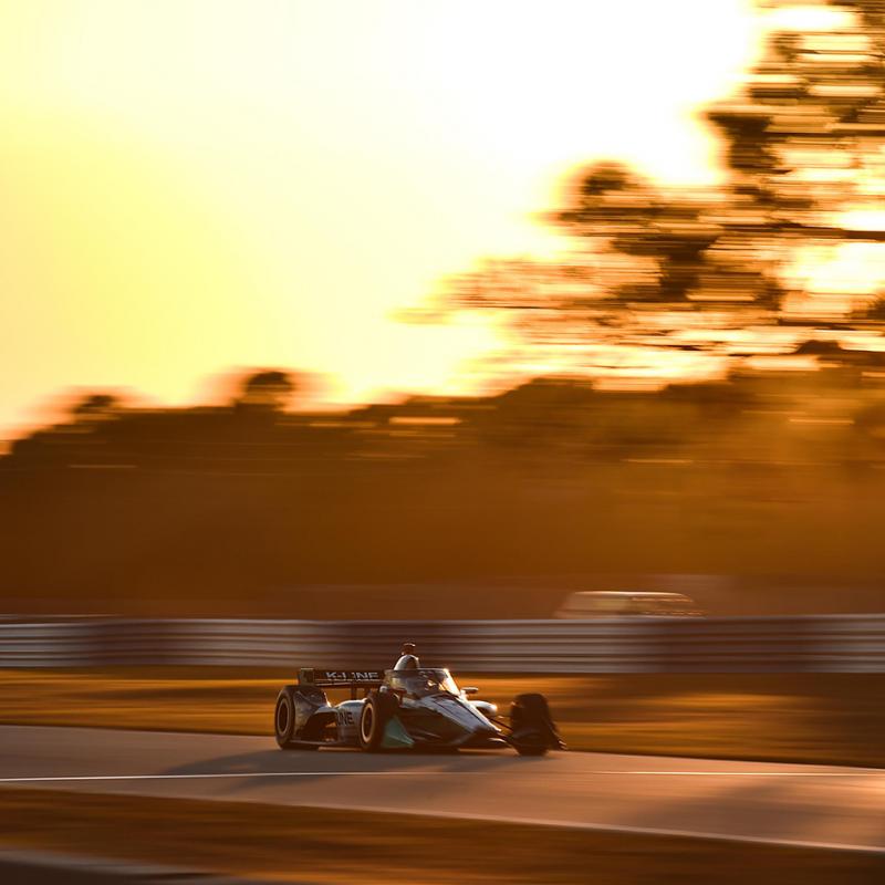 Race car on track with blurred background