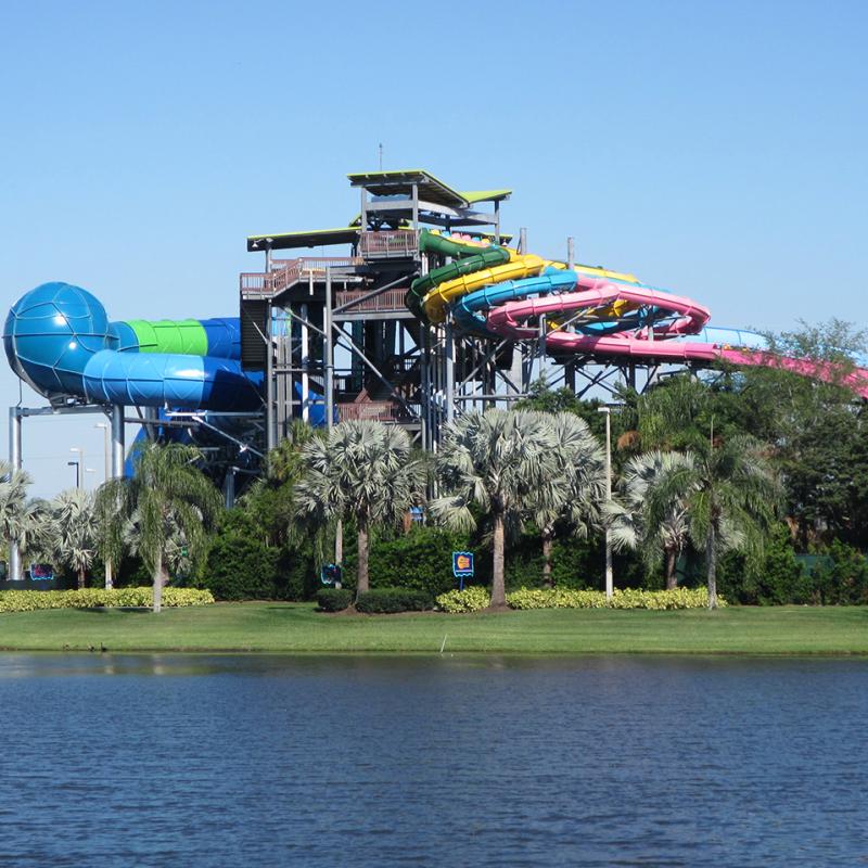 A colourful waterslide in Orlando
