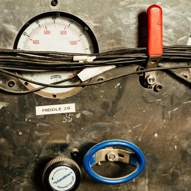 Close-up of wires and gauges for the landfill liner.