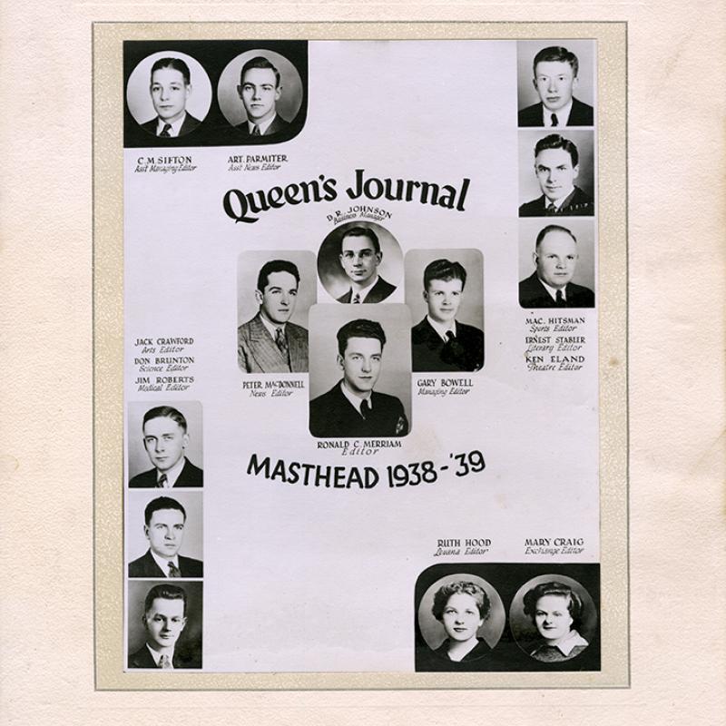 1939 Queen's Journal individual staff portraits. 