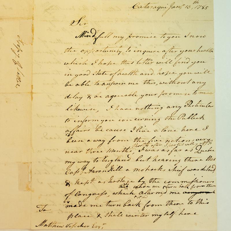 Closeup of an old letter dated 1785.