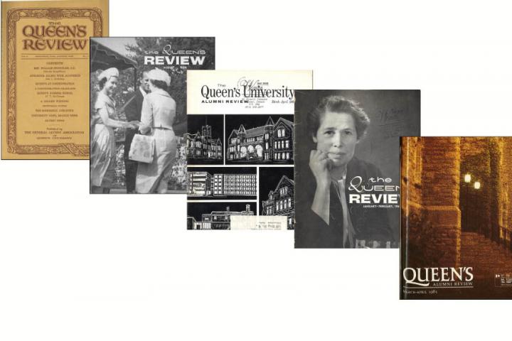Covers of Queen's Alumni Review magazine throughout the years of publication.